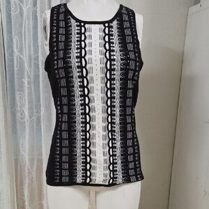 WHBM Black and White Patterned Women's Top Small Size